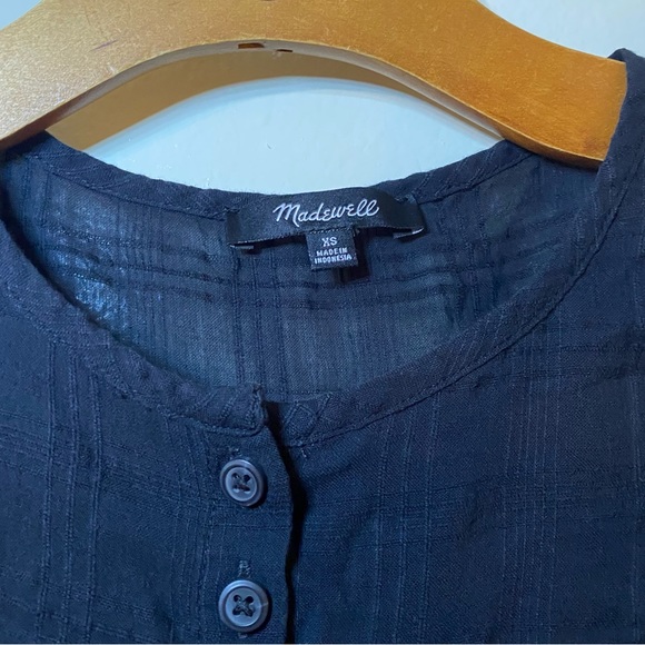 Madewell Puff-Sleeve Yoke Button-Front Top in Textured Plaid size XS - Picture 4 of 4